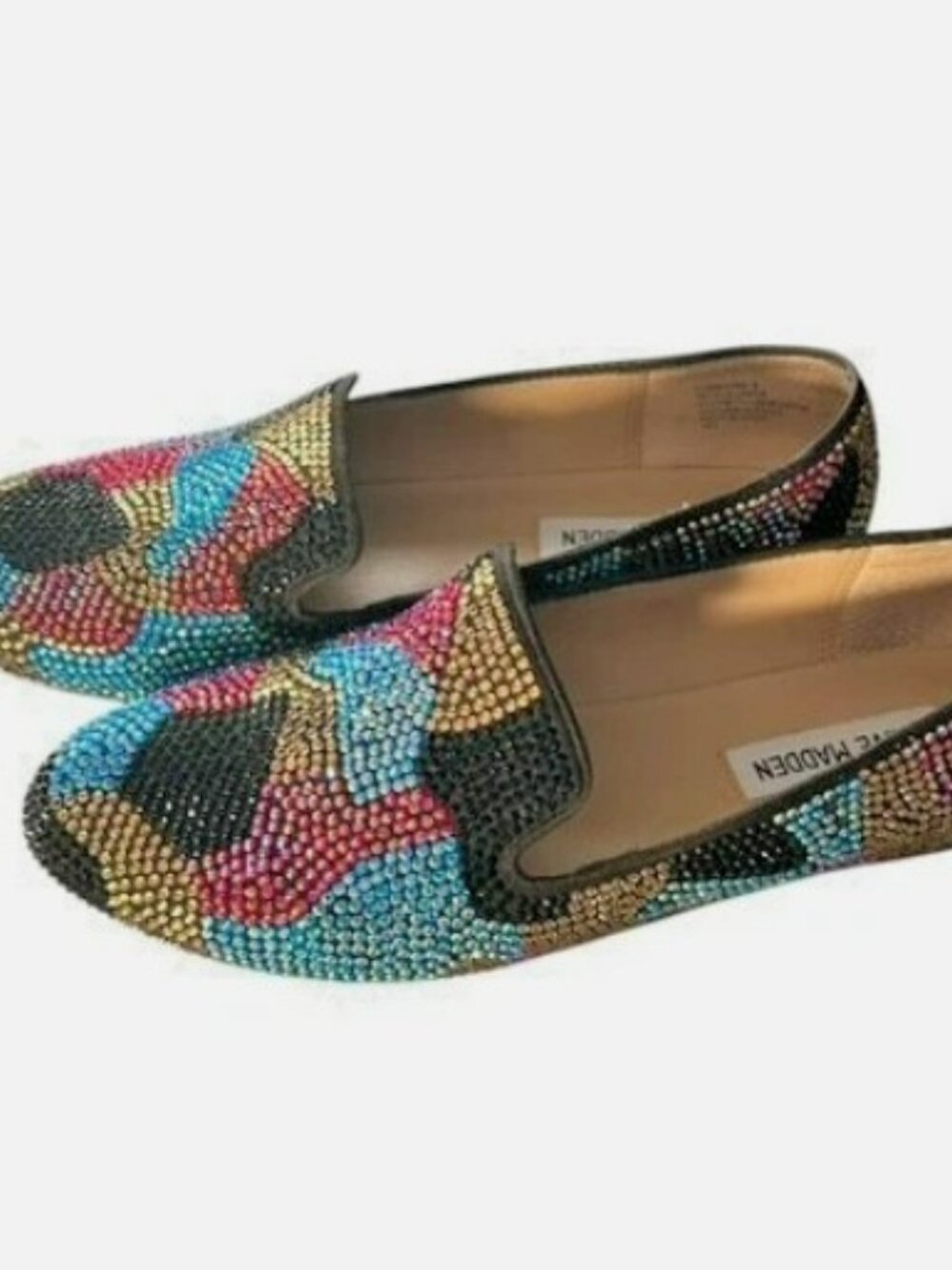 Steve Madden Women's Leather Loafer Concord Multicolor Rhinestone Flats Size 8 - Picture 3 of 9